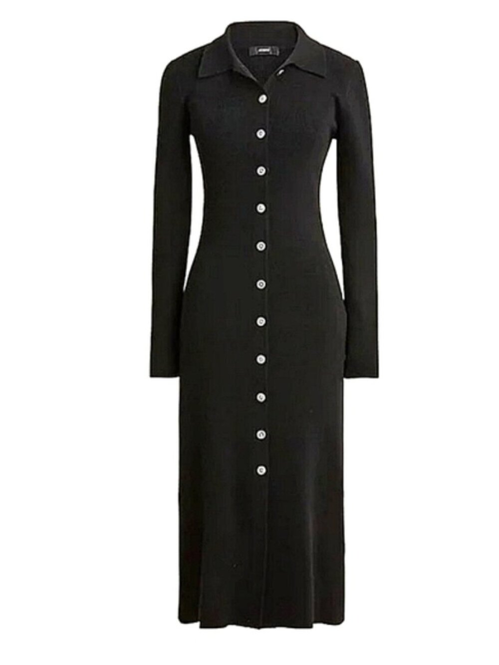 J. Crew Ribbed button-front black midi dress NWT size M